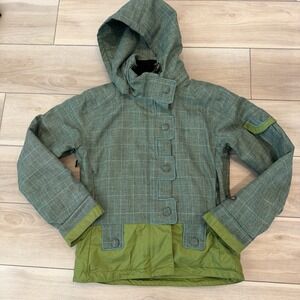 Obermeyer Mirage Green Plaid Insulated Ski Jacket Women's Size 6 Flawless